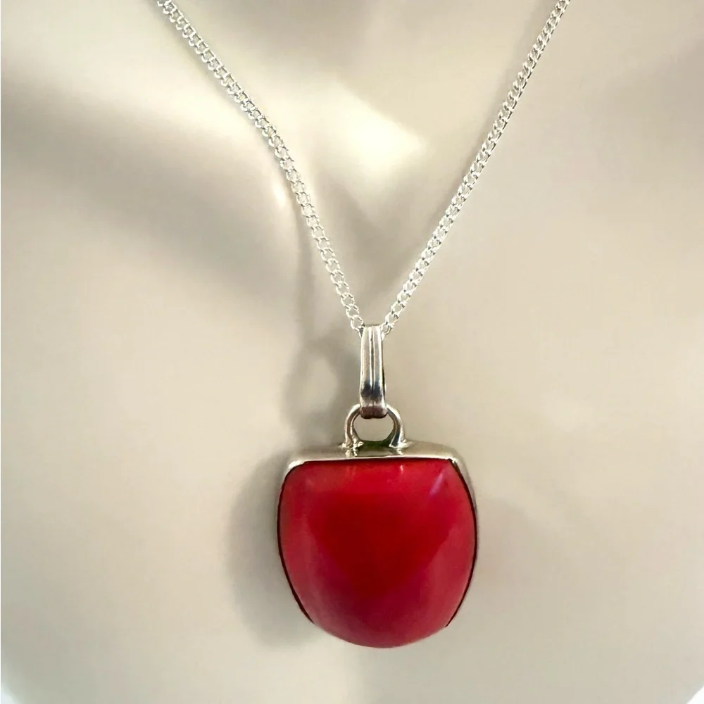 Chic Southwestern Jasper Sterling Silver Pendant w/ Sterling Plate Chain